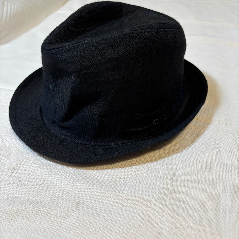 Stetson All-American Fedora Hat Large Black Herringbone Polyester